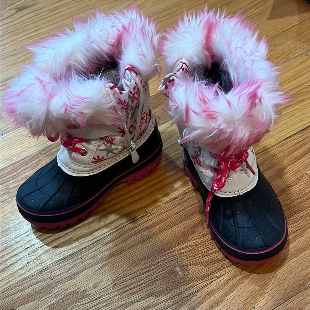 Girls' Pink and Black Winter Boots